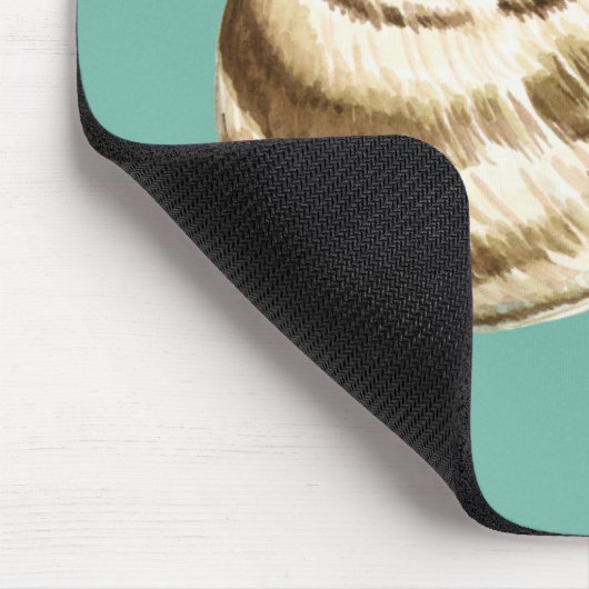 Tapis De Souris Coquille striée Sepia sur Turquoise (Coin)