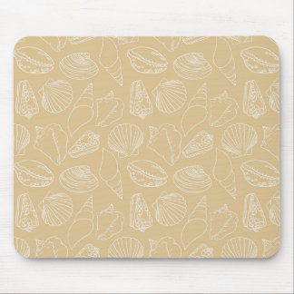 Tapis De Souris Coquilles blanches sur beige sableux
