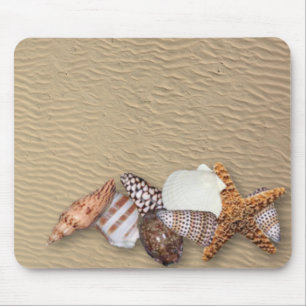 Tapis De Souris Coquilles de mer et plage sablonneuse