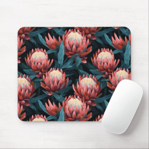 Tapis De Souris Corail foncé Gras Protea Floral