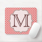 Tapis De Souris Corail Quaterfoil Latti Monogramme initial Panier (Avec souris)