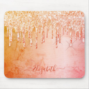 Tapis De Souris Corail rose or parties scintillant scintillante ru