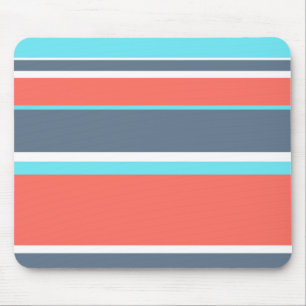 Tapis De Souris Corail vivant, bandes bleues et grises