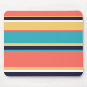 Tapis De Souris Corail vivant, rayures bleues et jaunes
