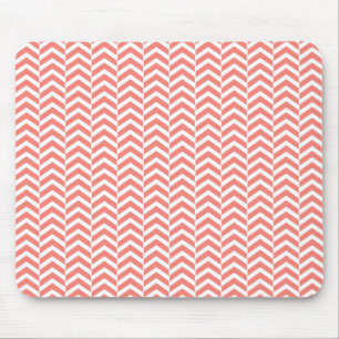 Tapis De Souris Coral rose avec Motif Chevron Turquoise