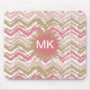 Tapis De Souris Coral Spice Scribble ZigZag Chevron Motif