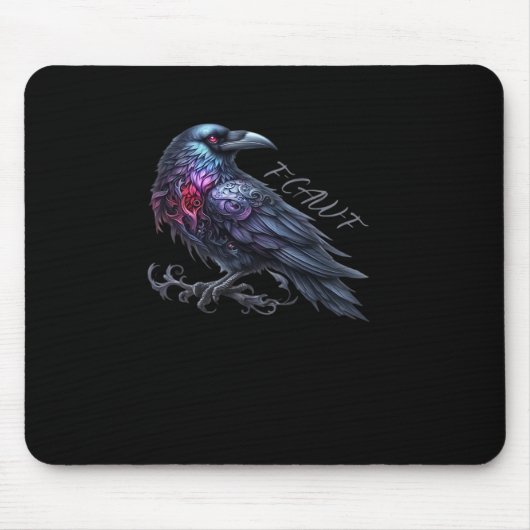 Tapis De Souris Corbeau de style rétro classique F-Caw-F (Devant)