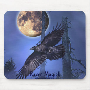 Tapis de souris Corbeau et Lune