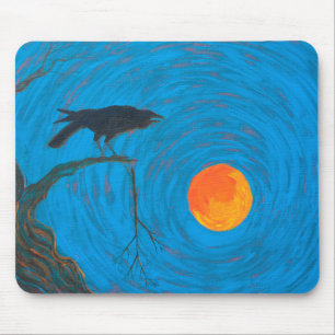 Tapis De Souris Corbeau et Pleine lune
