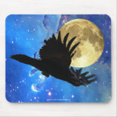 Tapis De Souris Corbeau, Lune et Espace Extérieur Mousepad (Devant)