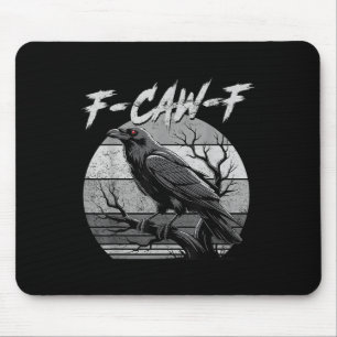 Tapis De Souris Corbeau noir, F-caw-f Drôle Oiseau Noir Lune Gothi