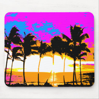 TAPIS DE SOURIS COREY TIGER 1980 RETRO PALMIERS VINTAGES SUNSET