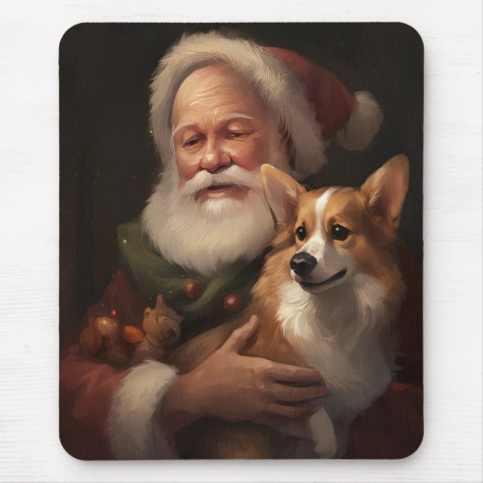 Tapis De Souris Corgi avec Noël Festif du Père Noël (Devant)