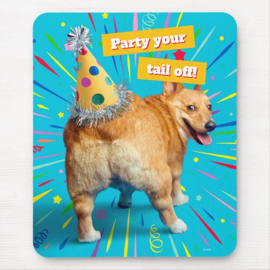 Tapis De Souris Corgi Butt Birthday Hat (Devant)