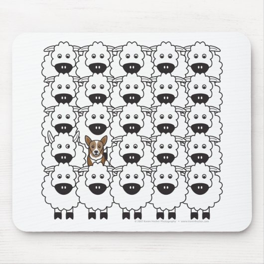 Tapis De Souris Corgi chez les moutons (Devant)