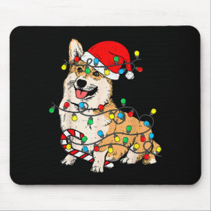 Tapis De Souris Corgi Chien Lumières de Noël Pyjama Père Noël Xmas