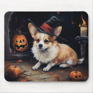 Tapis De Souris Corgi Citrouilles Halloween Épouvantable