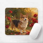 Tapis De Souris Corgi dans les Roses V (Avec souris)