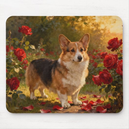 Tapis De Souris Corgi dans les Roses V (Devant)