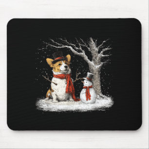 Tapis De Souris Corgi Drôle De Chien Dans L'Arbre De Neige Noël Hi