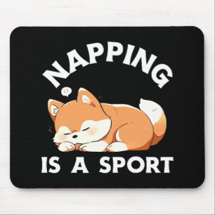 Tapis De Souris Corgi drôle qui fait une sieste est un sport pour