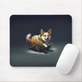 Tapis De Souris Corgi neige de Noël hiver (Avec souris)