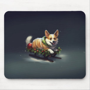 Tapis De Souris Corgi Noël neige hiver