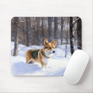 Tapis De Souris Corgi Noël sous la neige