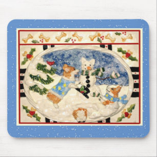Tapis De Souris Corgi Snowman Mousepad