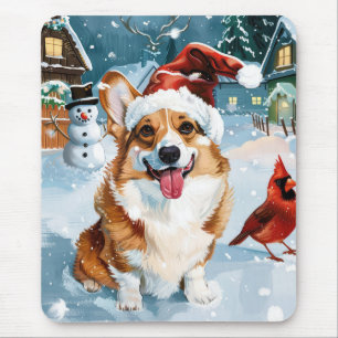 Tapis De Souris Corgi Winter Wonderland Christmas Joy
