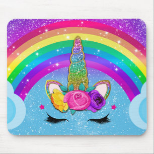 Tapis De Souris Corne de licorne pailletée scintillante arc-en-cie