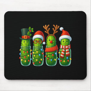 Tapis De Souris Cornichons de Noël drôles avec chapeaux et lumière