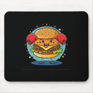 Tapis De Souris Costume De Burger Smash Avec Gants De Boxe Drôle C