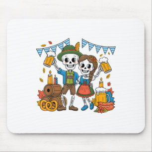 Tapis De Souris Costume de couple squelette - Pretzel de bière sau