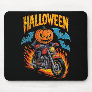 Tapis De Souris Costume de cycliste citrouille conduisant une moto