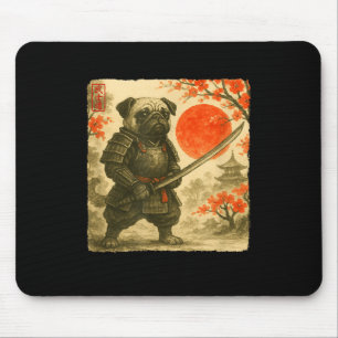 Tapis De Souris Costume de guerrier japonais Pug Samouraï Art Sumi