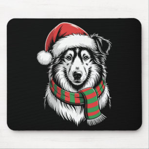 Tapis De Souris Costume de Noël de Collie Dog Xmas Santa Hat Scarf