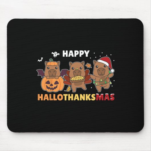 Tapis De Souris Costume d'Halloween de Noël Capybara Happy Halloth (Devant)