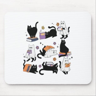 Tapis De Souris Costume du livre de lecture de chat noir Halloween