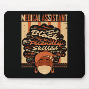 Tapis De Souris Costume Médicale Istant Afro Femme Fier Poing Noir