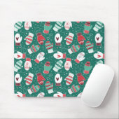 Tapis De Souris Cosy hiver Noël Mittens Motif en vert (Avec souris)