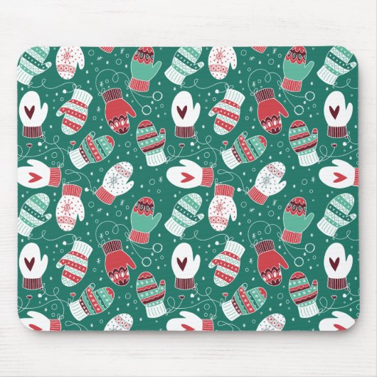 Tapis De Souris Cosy hiver Noël Mittens Motif en vert (Devant)
