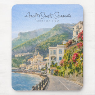 Tapis De Souris Côte d'Amalfi Aquarelle Souvenir de Voyage Romanti