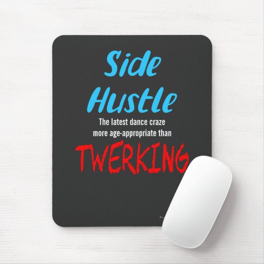 Tapis De Souris Côté Hustle vs. Twerking Neon Blue Text (Avec souris)
