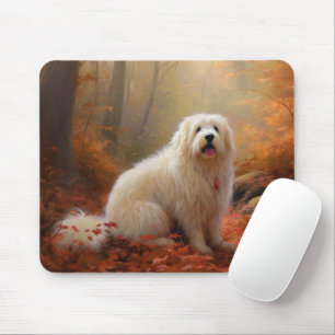 Tapis De Souris Coton De Tulear dans les feuilles d'automne qui to