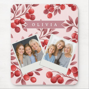 Tapis De Souris Cottage Botanique Personnalisé aux Baies Rouges d'
