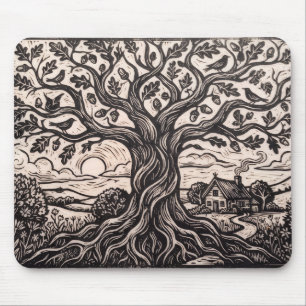 Tapis de souris Cottage en chêne en bois rustique