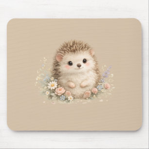 Tapis De Souris Cottage Floral Kawaii Cadeau Hérisson