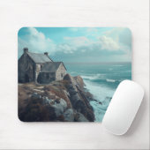 Tapis De Souris Cottage médiéval sur une falaise (Avec souris)