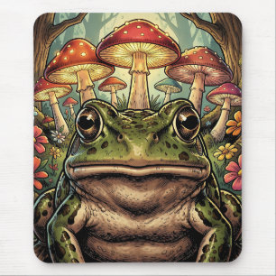 Tapis De Souris Cottage Rétro Grenouille et Champignons